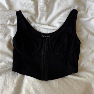Black Ribbed Crop Top